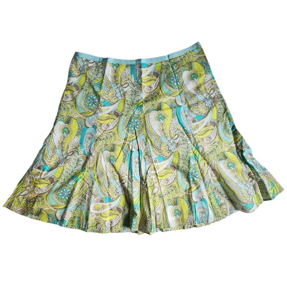 GAP Blue Green Paisley A line Boho Midi Skirt 10 REG - Picture 1 of 9